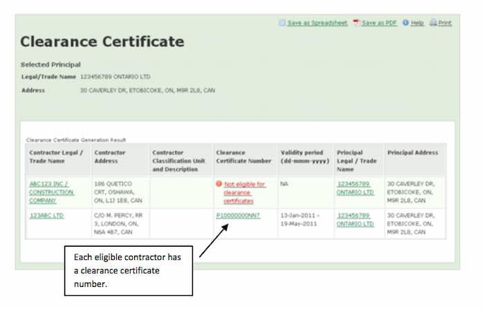 WSIB Clearance Certificate