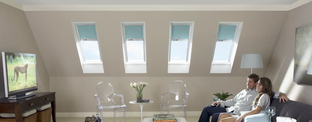 slanted roof skylights instead of sun tunnels in tv room