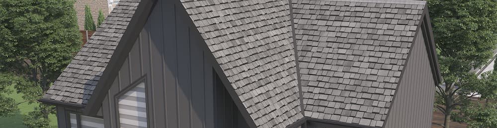 dark grey top of the line roofing shingle