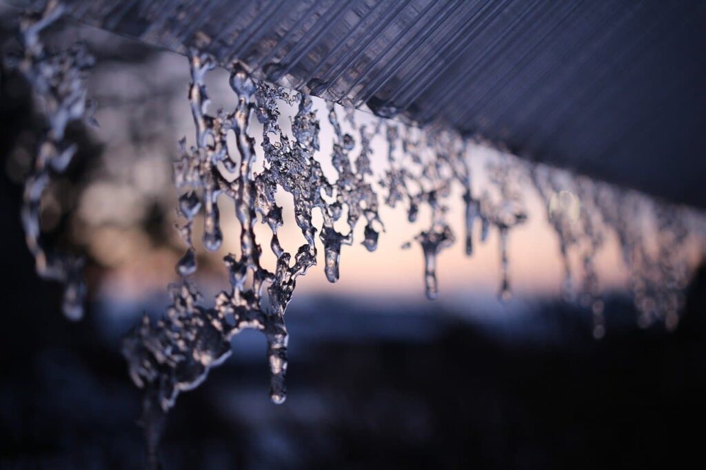 roofing in the winter is dangerous because of the slippery conditions like ice forming