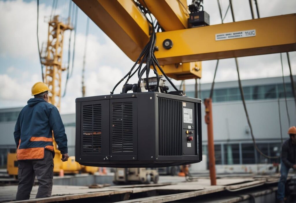 roof generator lifted by a crane