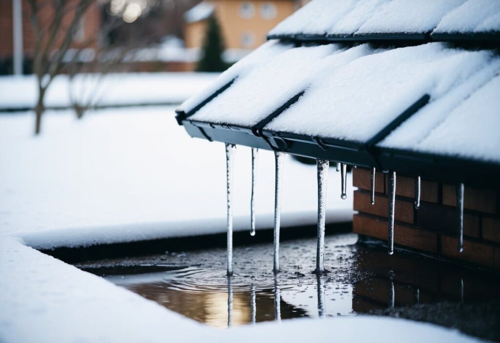 Roof Leaking in Winter with icicles forming