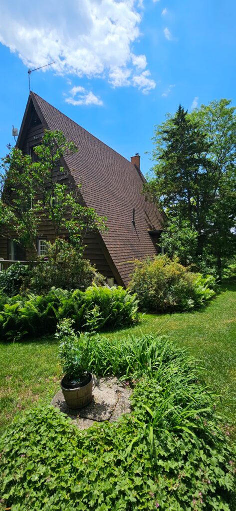 Completed roof on a Claremont A-frame cottage